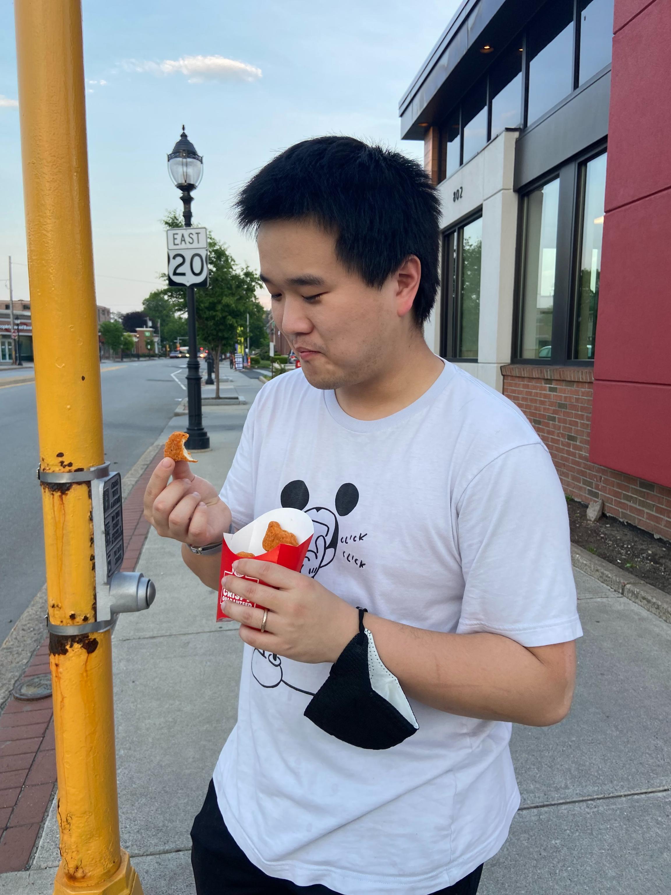 Photo of me enjoying some Wendy's spicy chicken nuggets